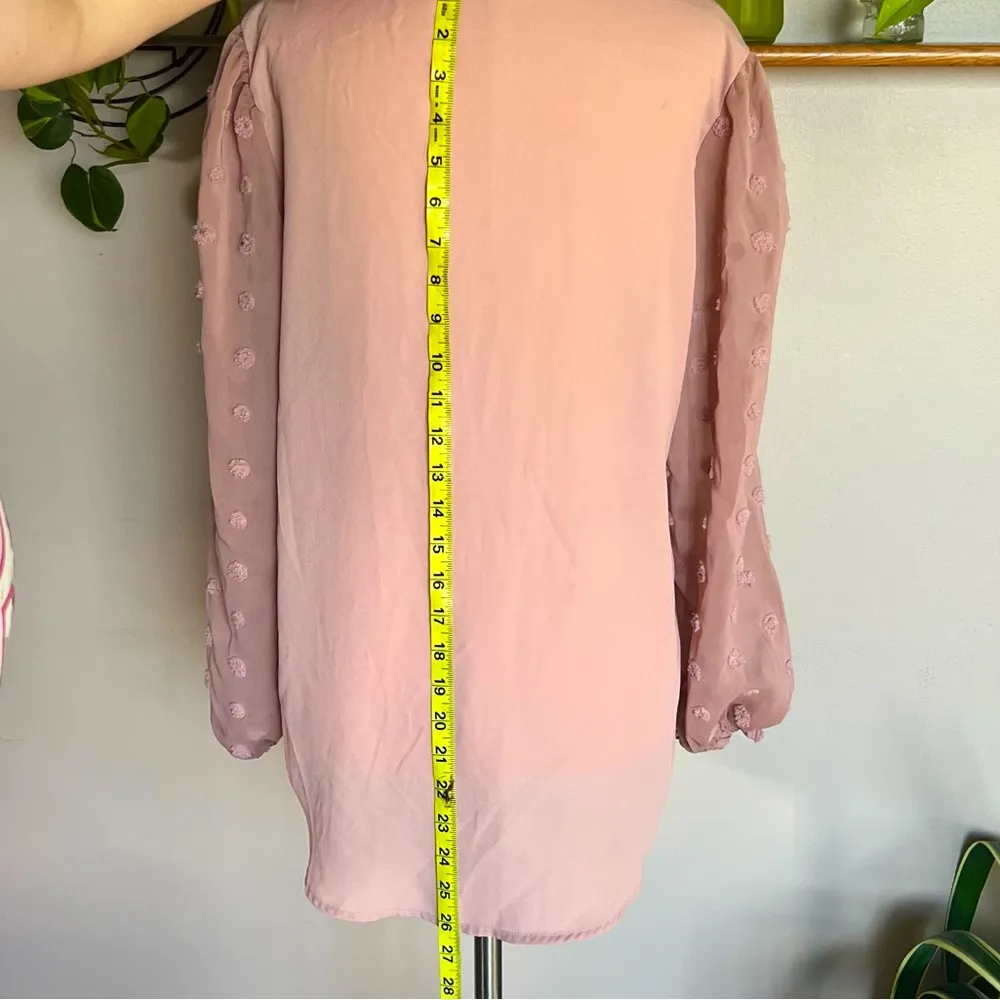 Women's Swiss Dot Blouses V Neck Lantern Sleeve Stylish Loose Fit Chiffon Shirt Size L - Image 4