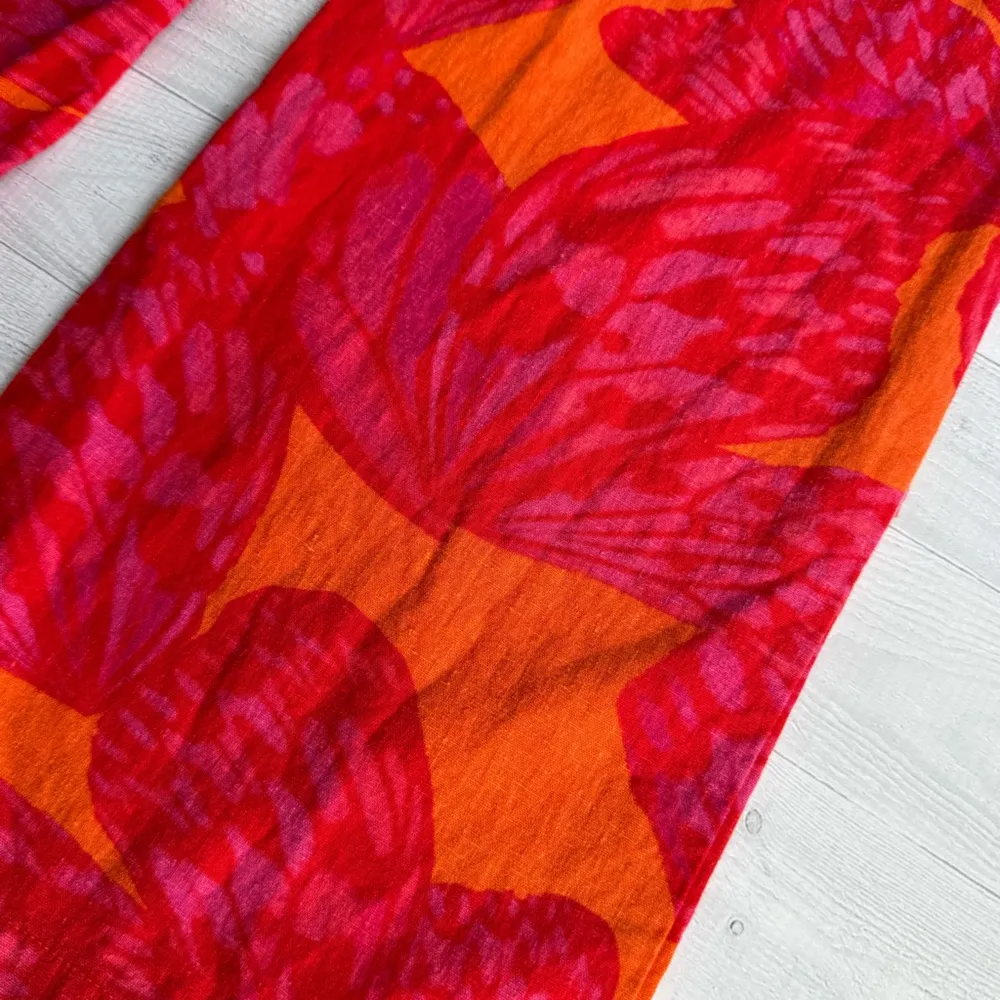 Scoop High Waist Wide Leg Red & Orange Printed Linen Blend S - Image 10