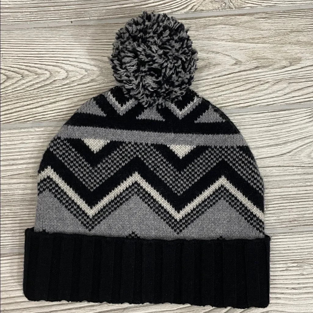 Nordstrom Cashmere Wool Fair Isle Pom Beanie In Black Gray Combo - Image 2