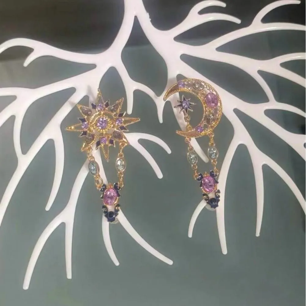 Gold and Purple Celestial Earrings - Image 4