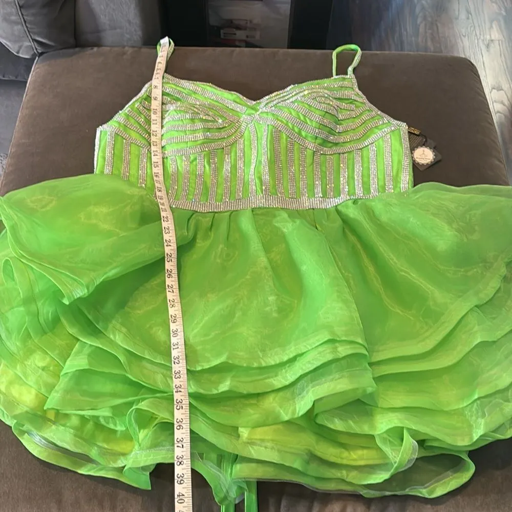 Women’s Green Short Sparkly Homecoming Party Dress Silver Accents Size 22W NEW - Image 7