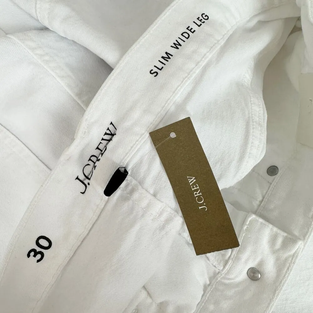 J.Crew Slim Wide Leg Jean White High Waisted Classic Stretch Denim US 30 NWT - Image 10