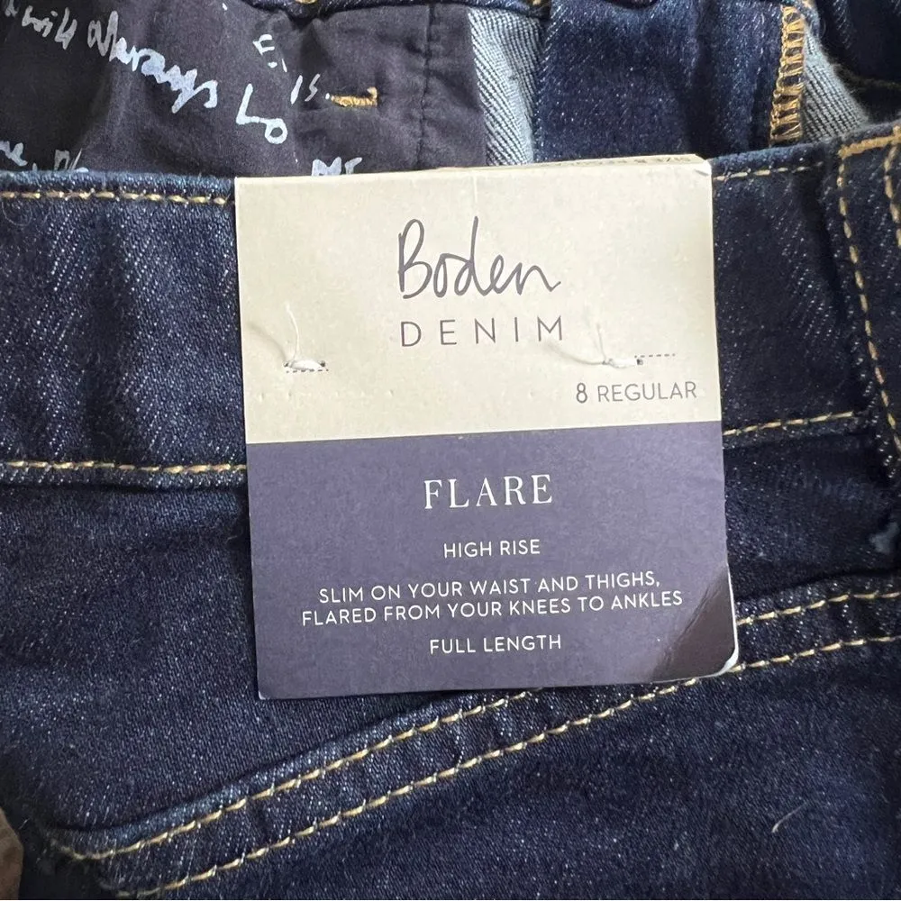 Boden Flare High Rise Dark Indigo Stretch Jeans Size 8 NWT - Image 10