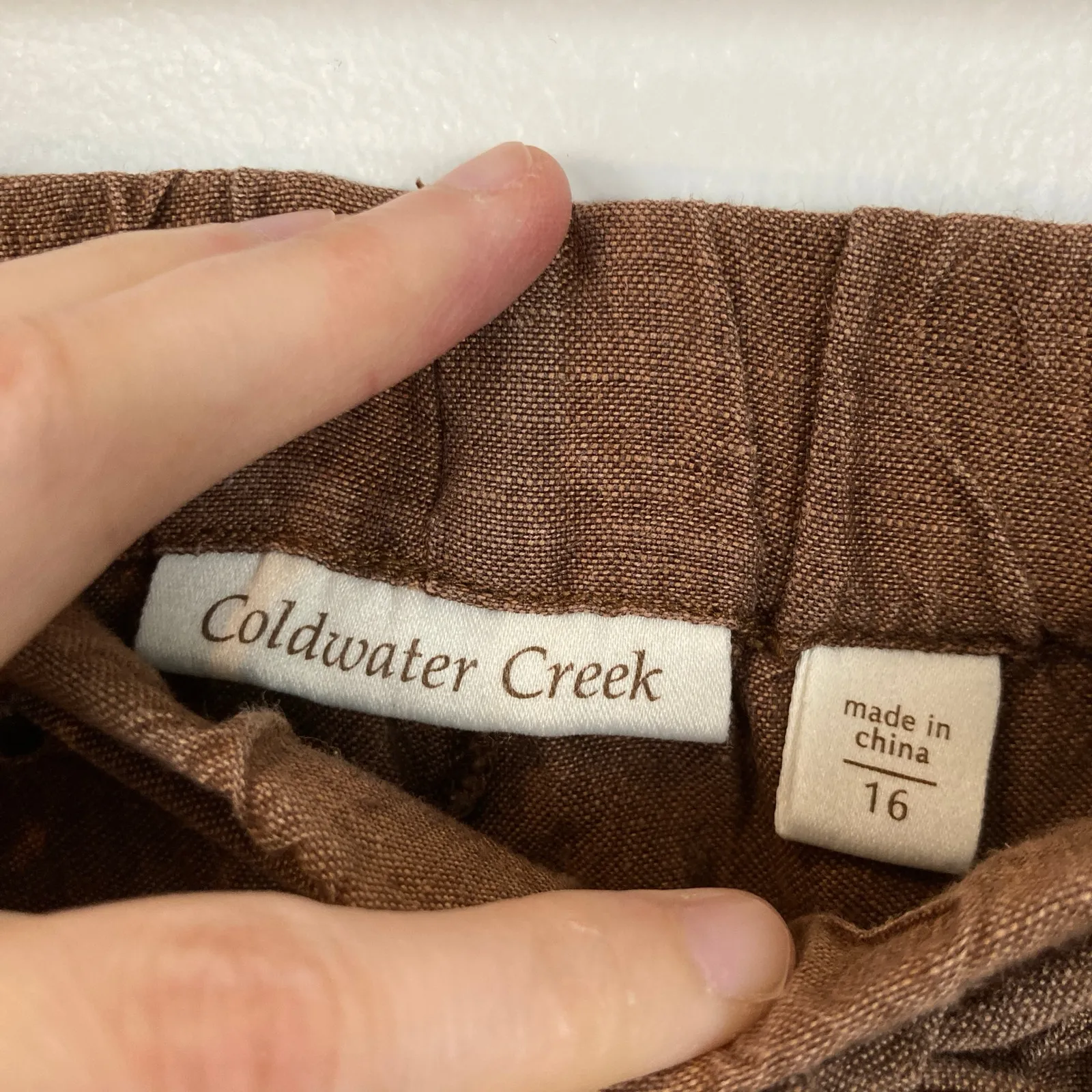 Coldwater Creek Womens 16 Brown 100% Linen Pull On Capri Pants Beachy Lagenlook - Image 7