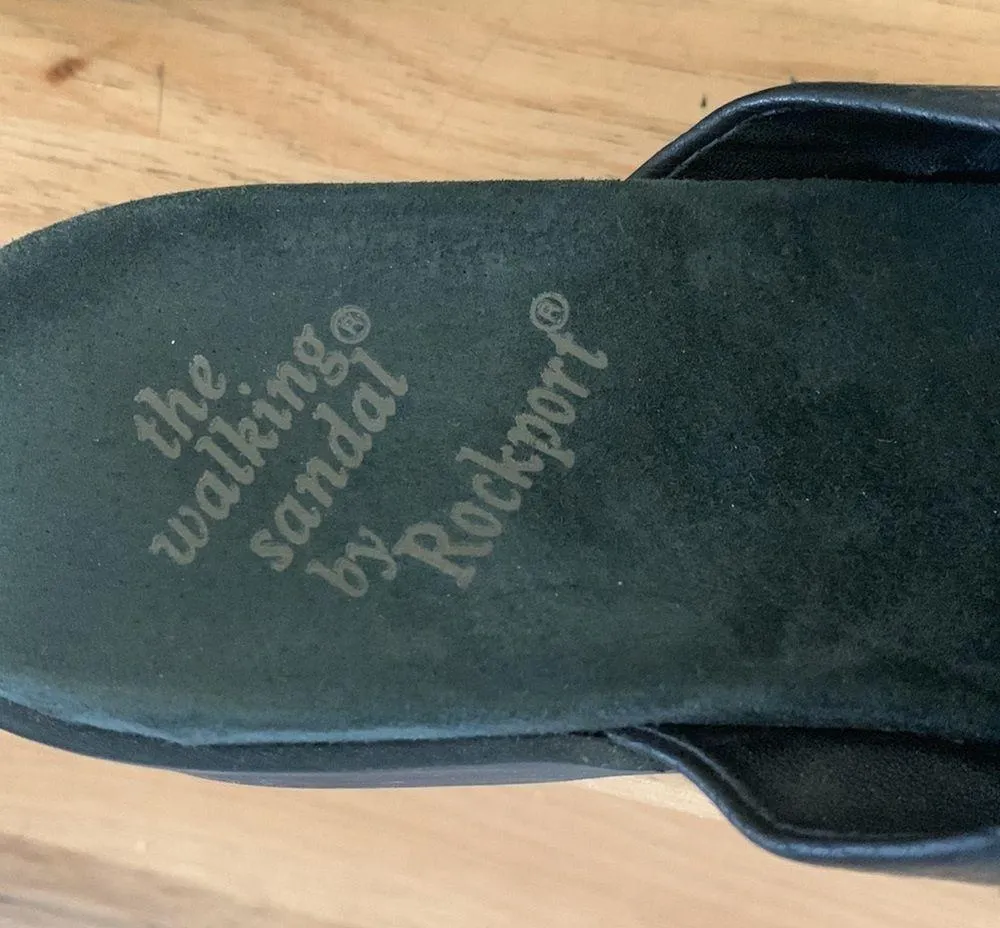 Rockport Black Leather The Walking Sandal Slides Womens 7W Size 7 - Image 10