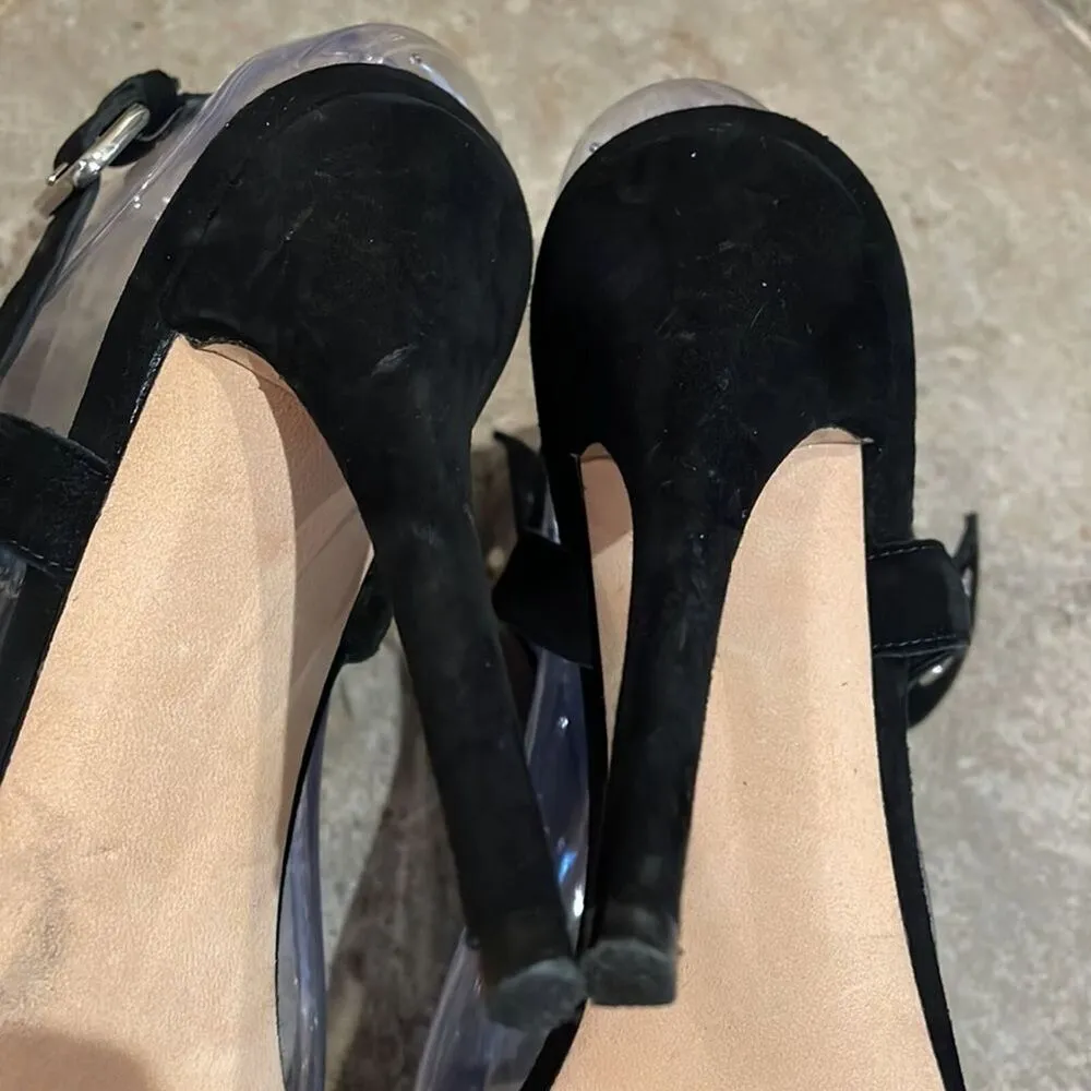 Stuart Weitzman Black Suede Leather French Cuff T-Strap Shoe Womens Size 7.5M - Image 8