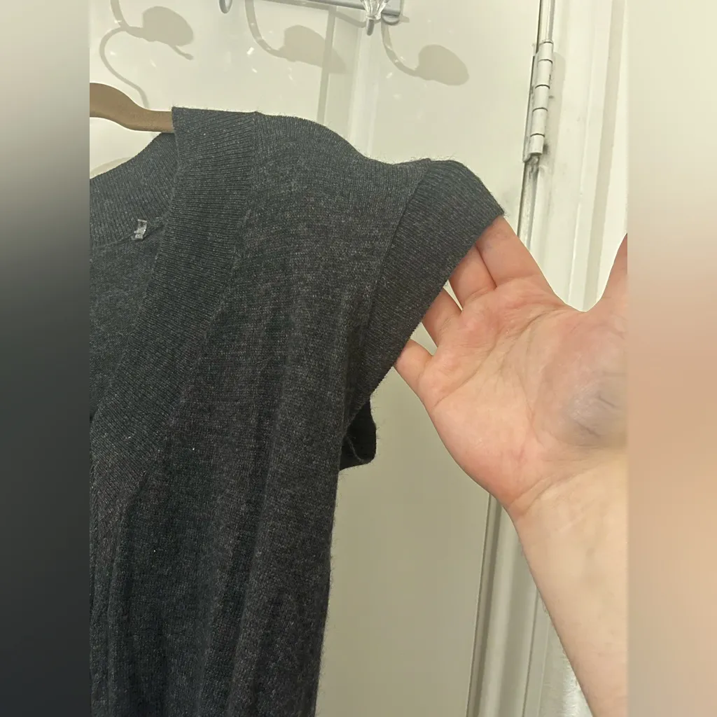 BCBGMAXAZRIA NWT Ribbed Knit Sweater Top Tie Waist Wool Angora Cap Sleeve Sz Med - Image 14