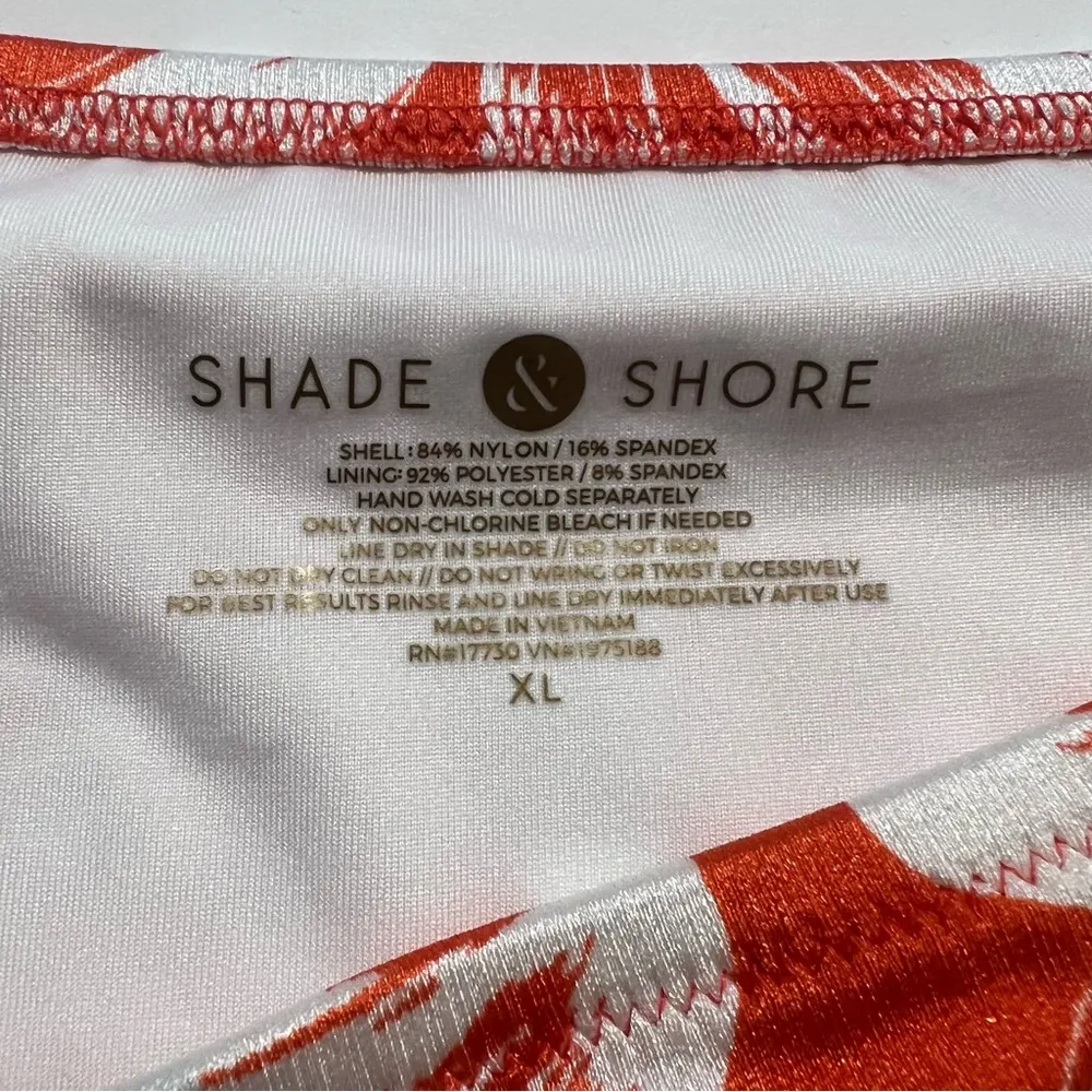 Shade & Shore Sun Coast Cheeky Shiny Texture High Waist Bikini Bottom Coral XL - Image 5