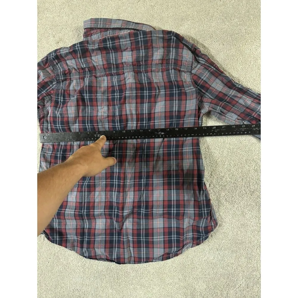 Carhartt Women's Size (M 8-10)‎ Navy & Red Flannel Button Up Casual Work EUC - Image 7