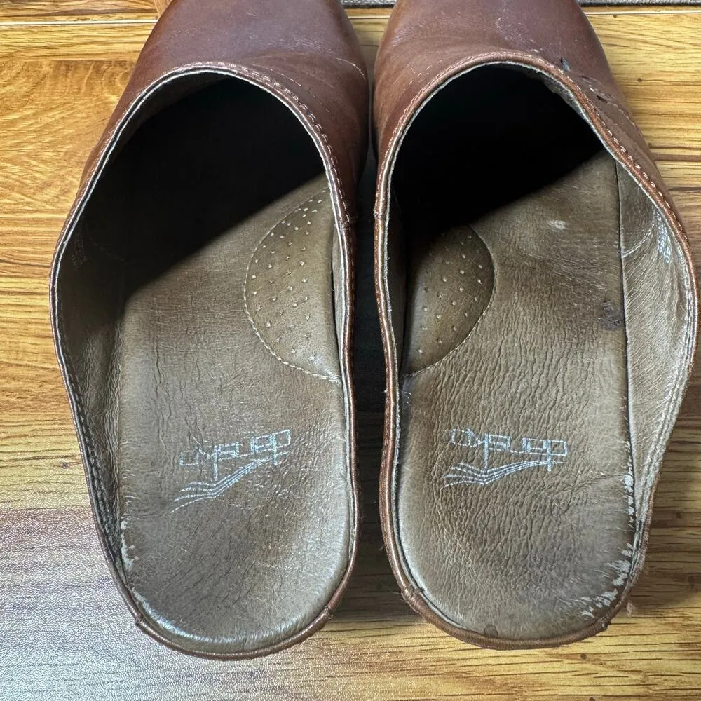 Dansko Leather Clog Women 40 Brown Slide On Mule 4804067800 Nursing Walking Shoe - Image 7