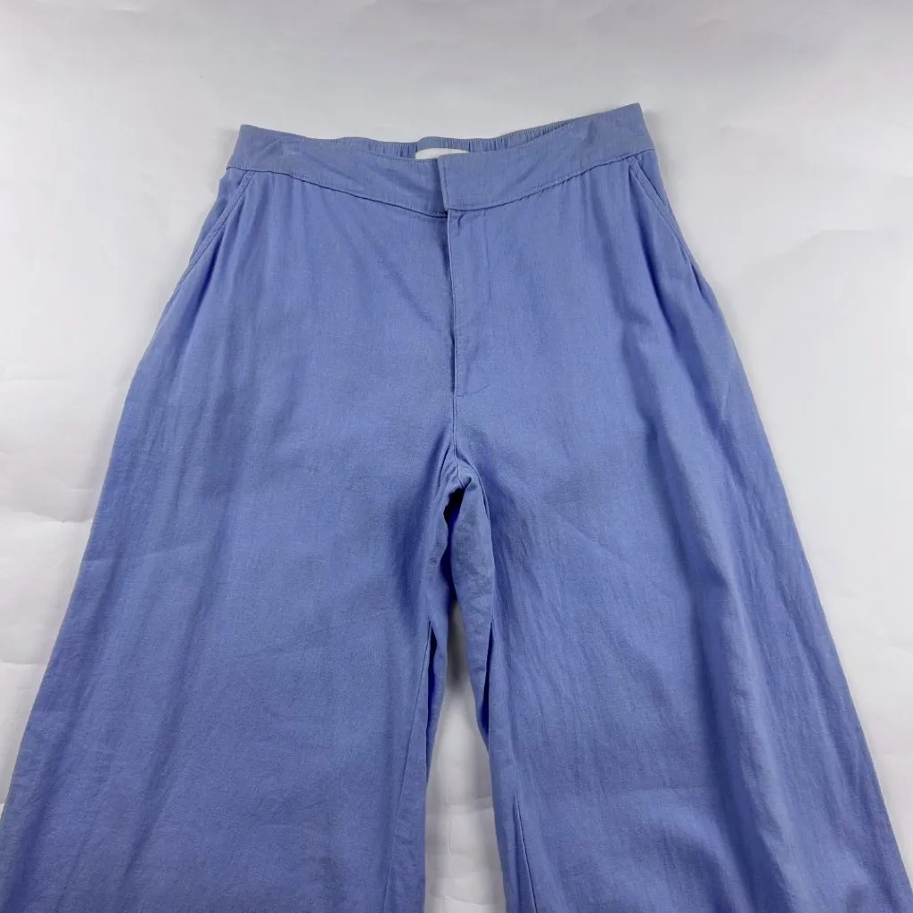 Abercrombie Sky Blue Linen Blend High Rise Wide Leg Summer Trouser Pant S - Image 2