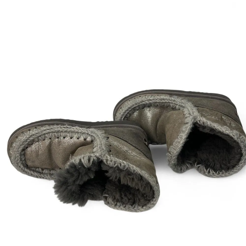 Mou X Free People 5 Boots Low Bootie Slipper Metallic Sheepskin Shearling Womens - Image 4