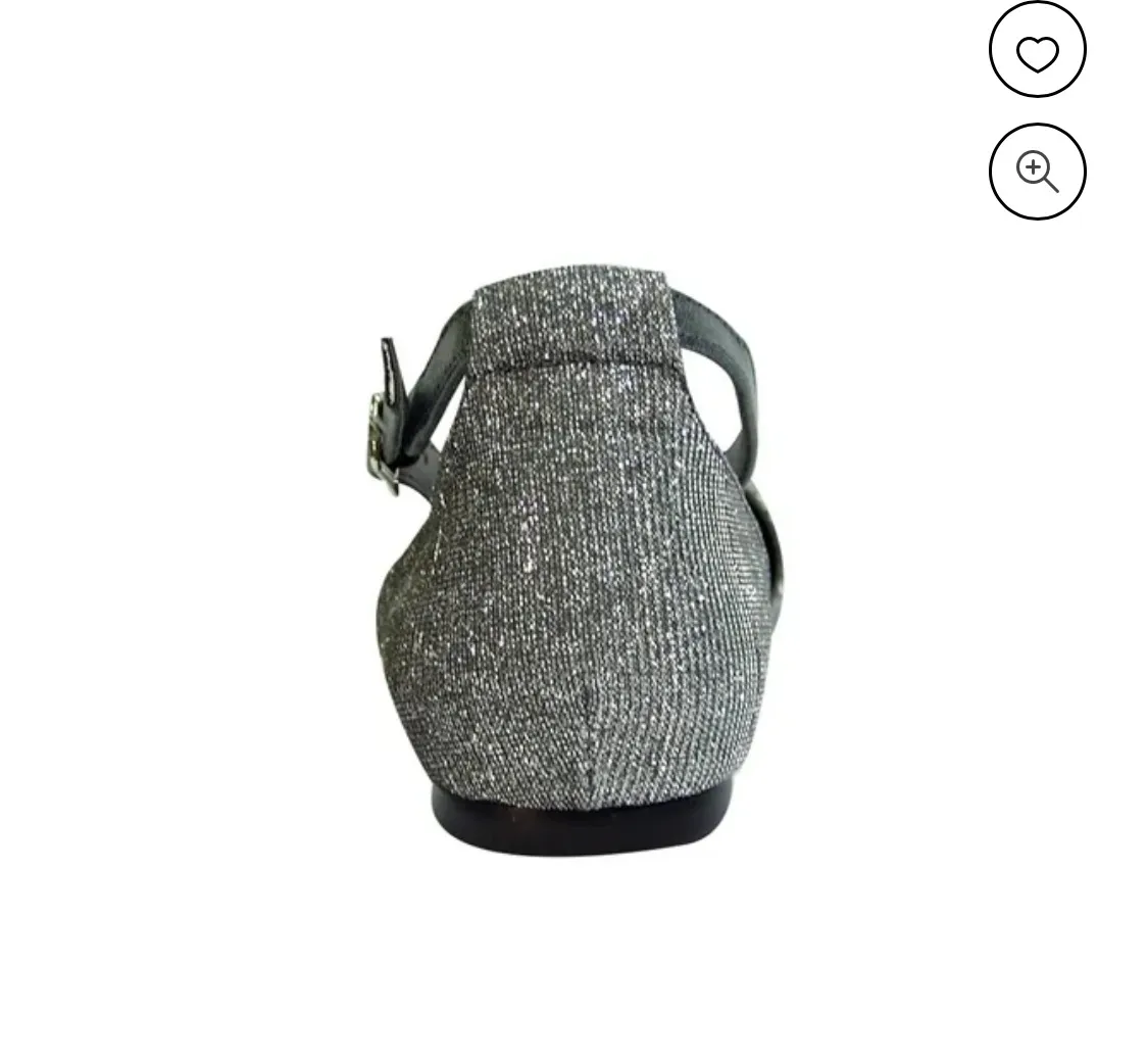 Fuzzy Hallie Silver rhinestone strappy shoes ballerina flats  - Image 10