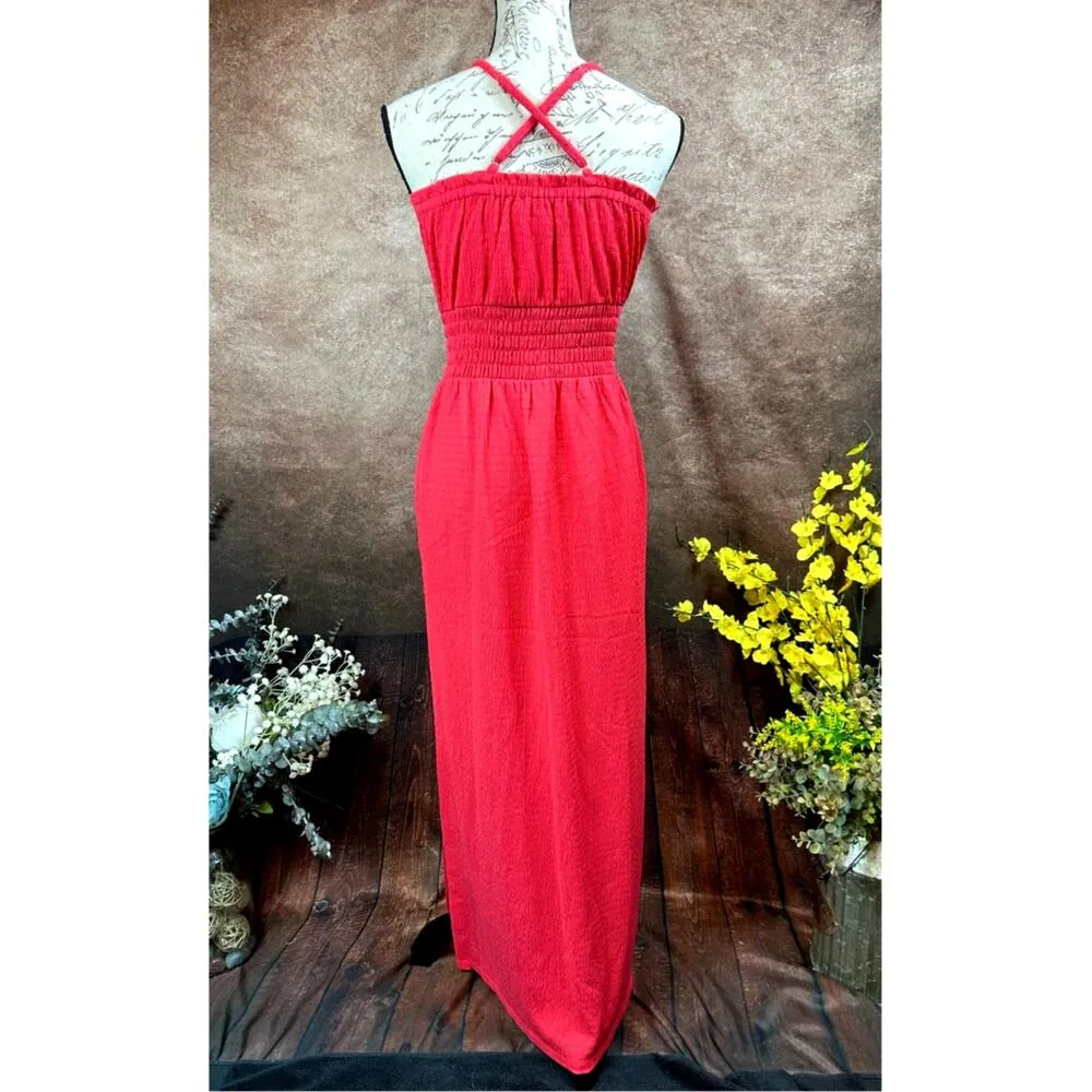 Michael Kors Geranium Smocked Maxi Dress Geranium S - Image 8