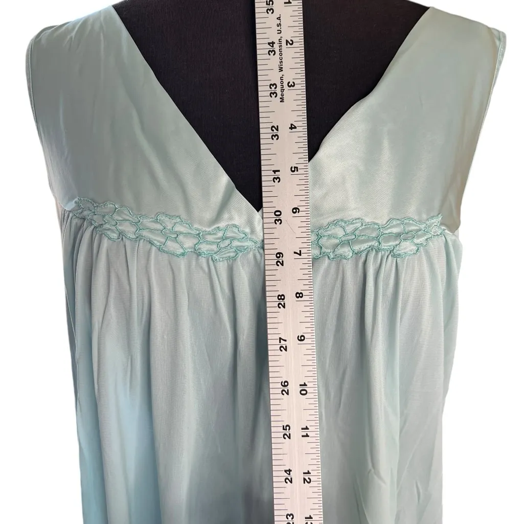 VTG Vanity Fair Nightgown & Robe size XL Mint Green Nylon House Coat Lounger… - Image 13