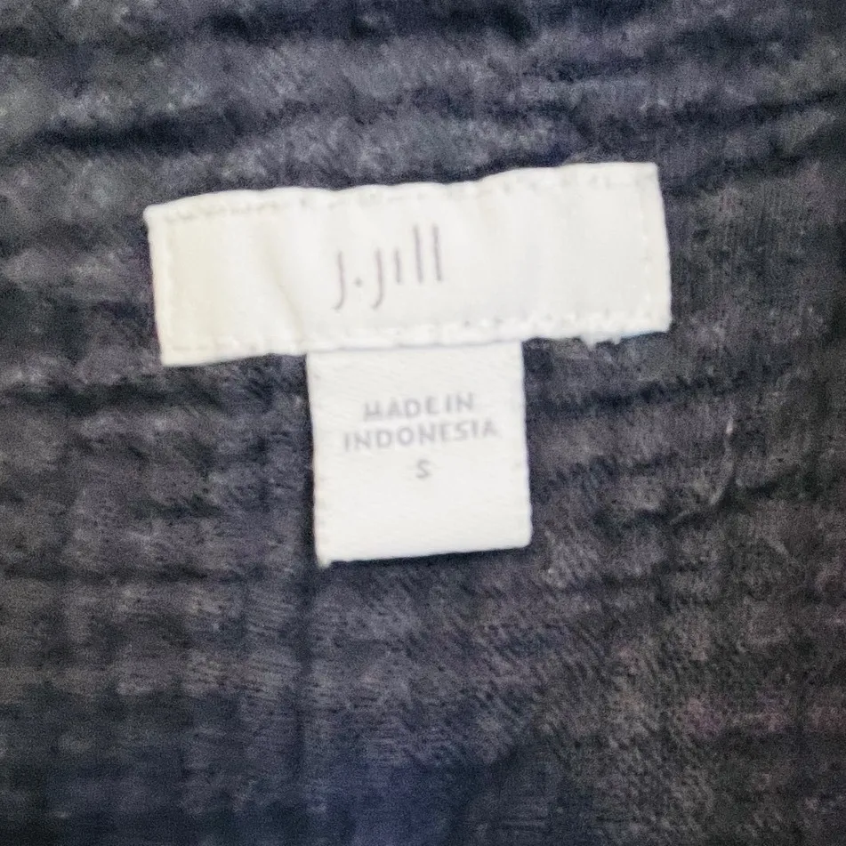 J Jill Navy Blue Crinkle Gauze Collared Shirt Dress Size S Short Sleeve Button - Image 5