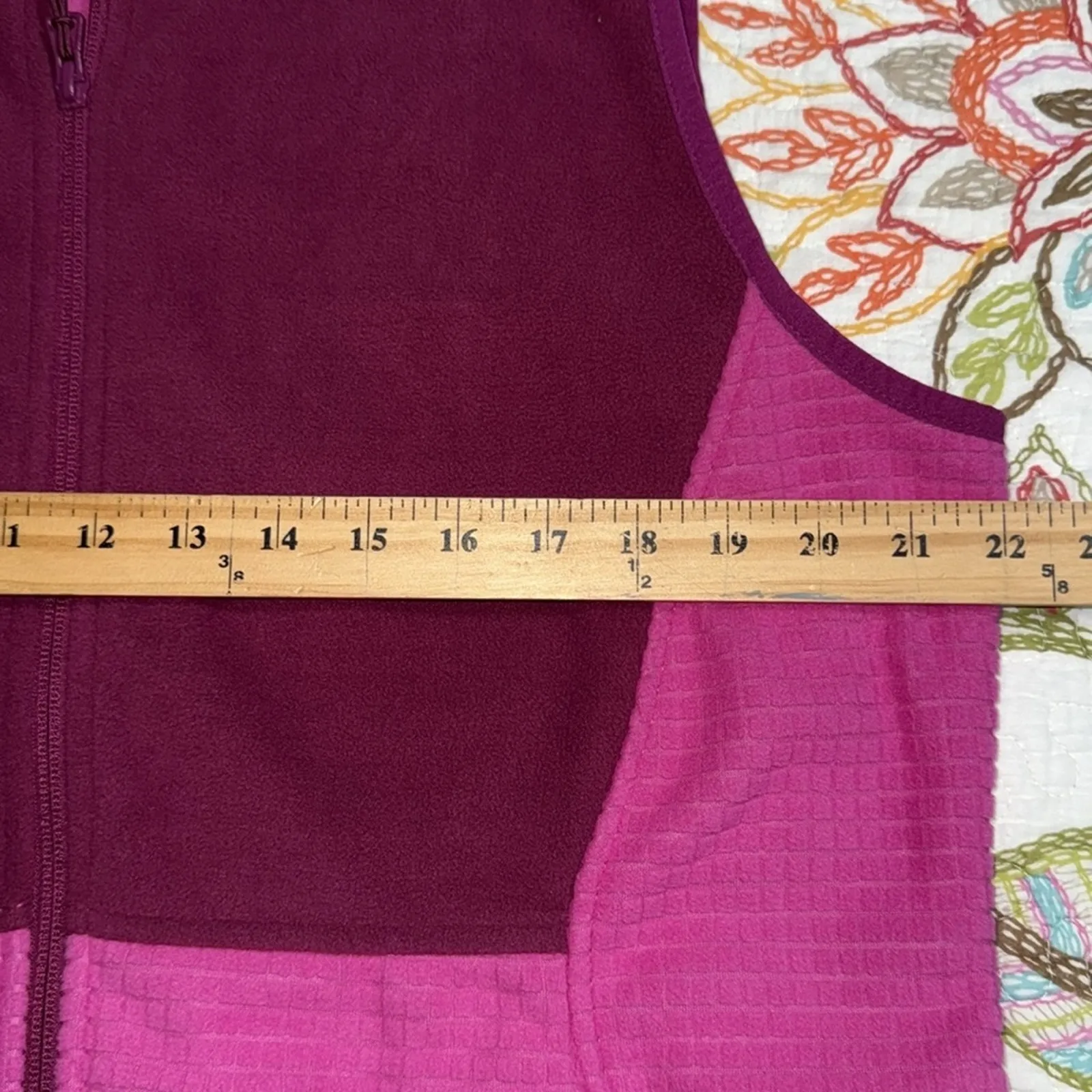 Lands' End plus size 14-16 grid fleece full zip vest 2 pockets casual wear pink - Image 6