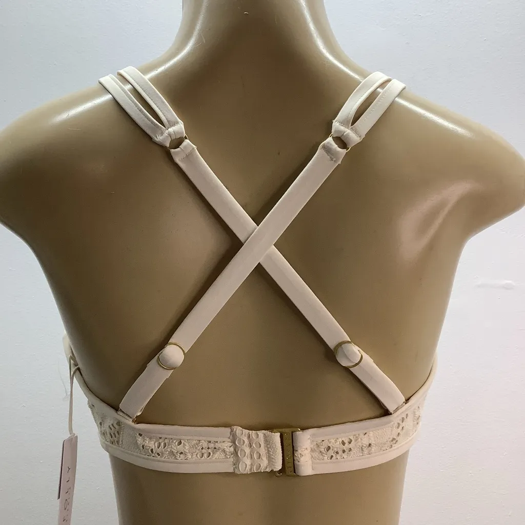 Seafolly Australia Size 12DD Cream Sweetheart Crochet Halter Bralette. New - Image 6