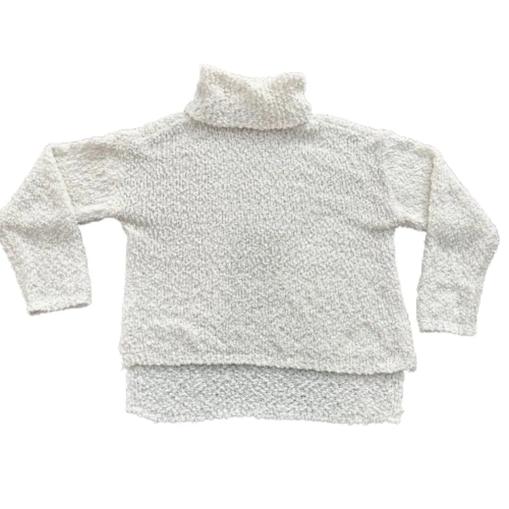 NORDSTROM Bobeau Boucle Cream Knit Turtleneck Sweater Size Medium - Image 2