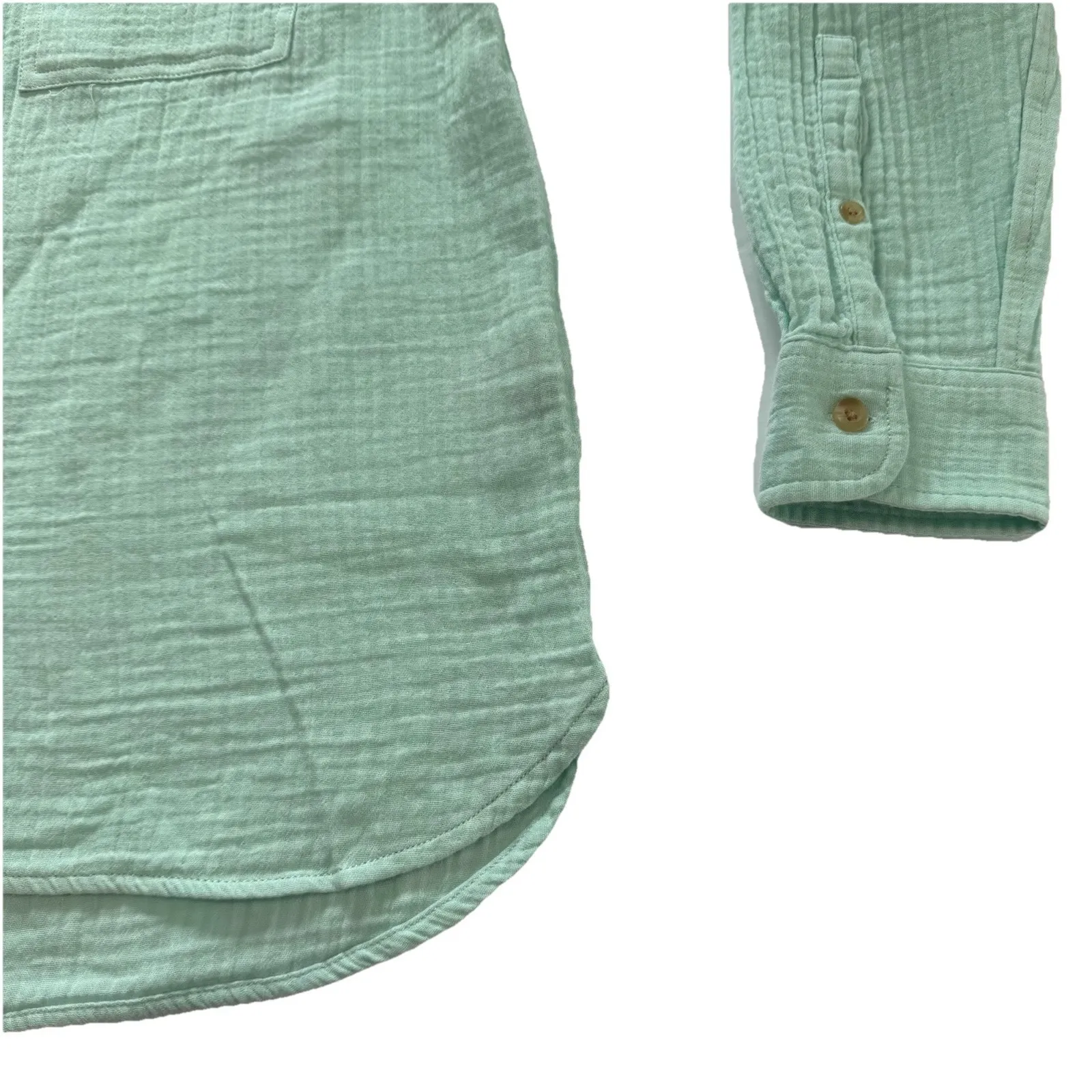 LL Bean Mint Green Cloud Gauze Casual Cotton Button Up Shirt Size XS PETITE - Image 4