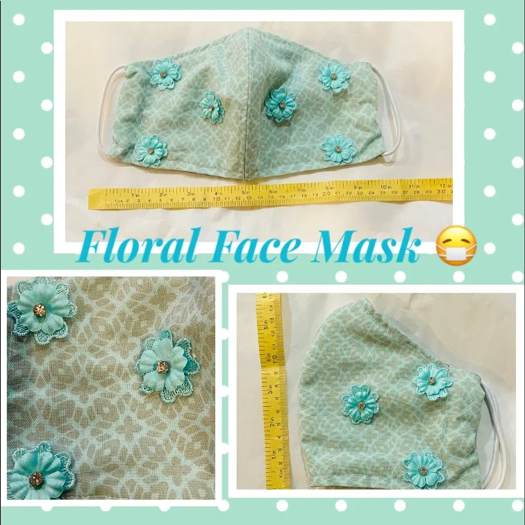 😷Handmade Floral Face Mask w/pocket - Image 2