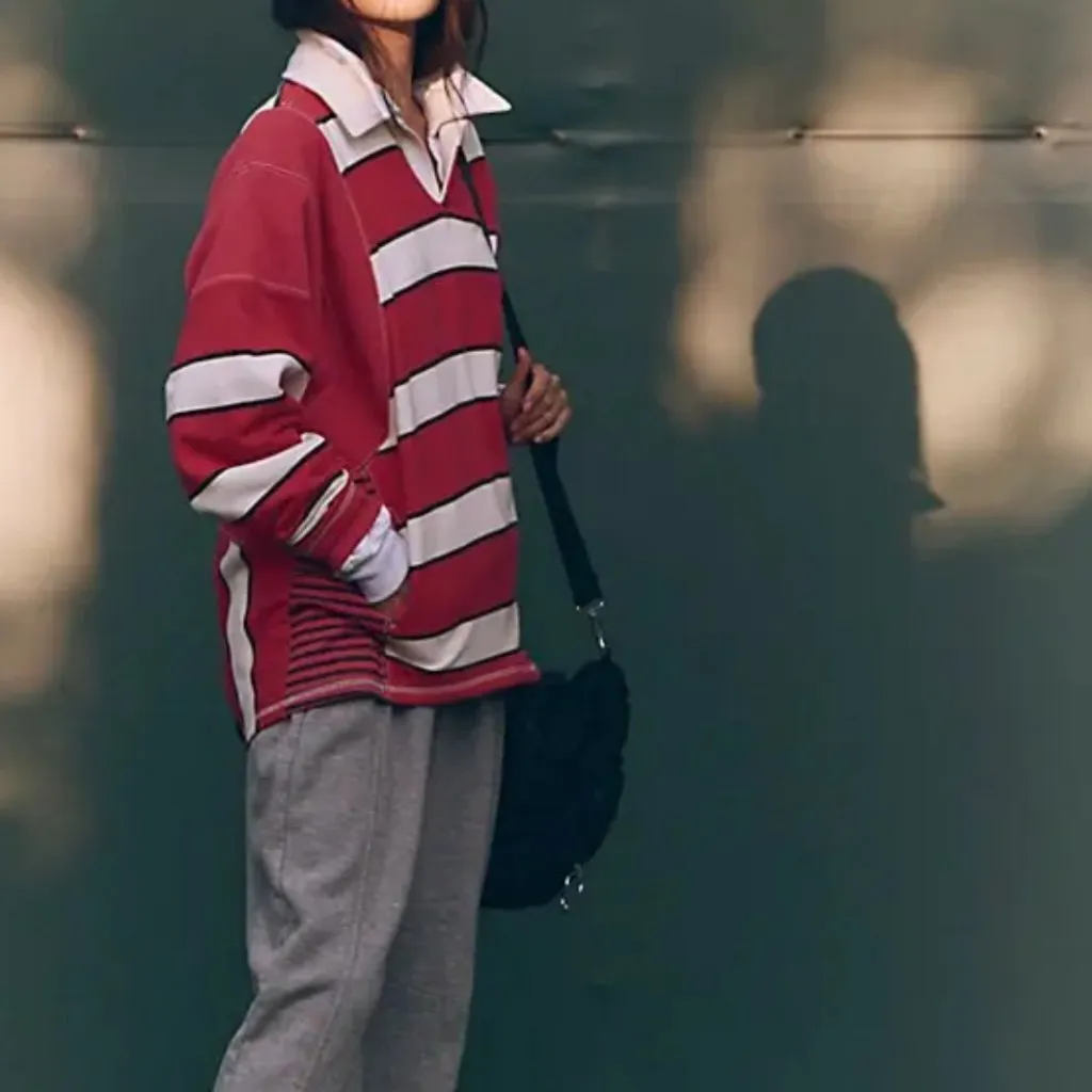 NWT Free People Work It Out Printed Pullover in Victory Red - Image 2