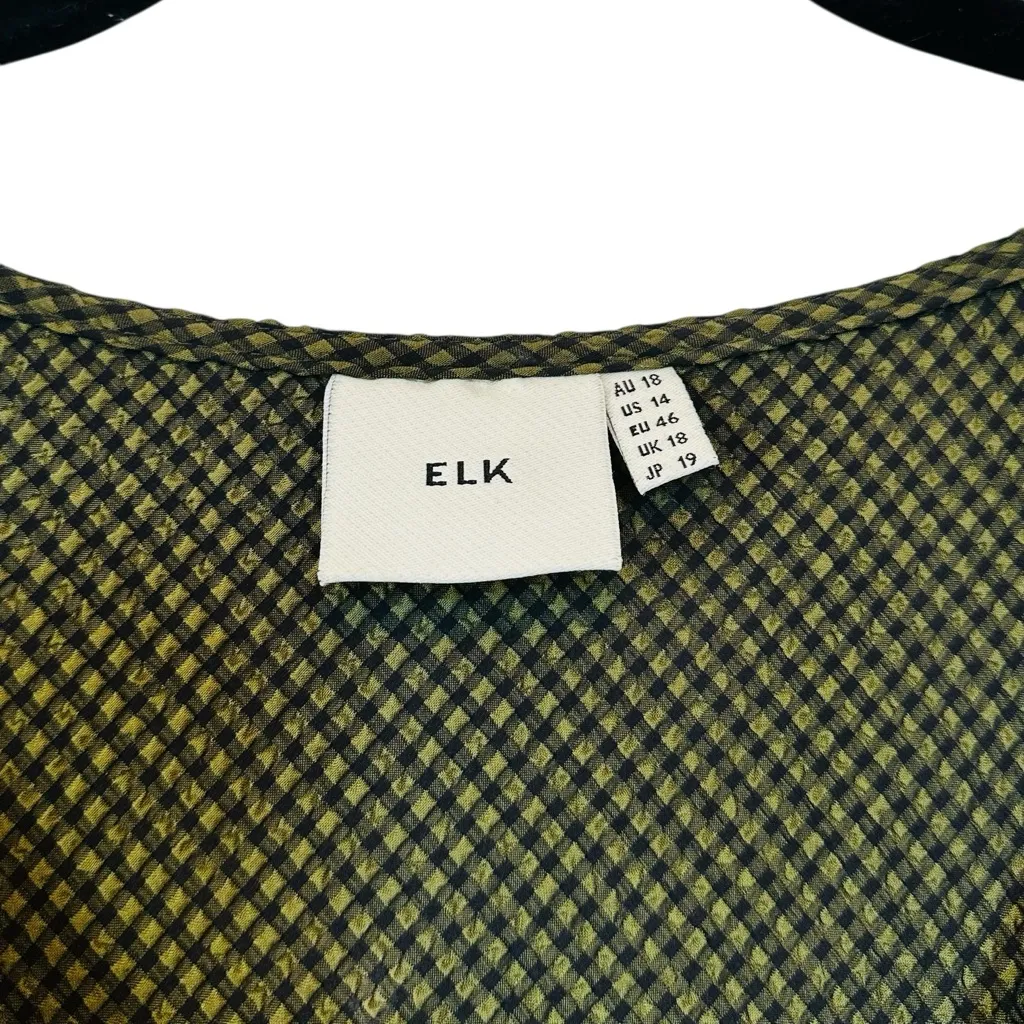 ELK The Label Fit & Flare V Neck Dress Olive Green Artsy Minimalist Size US 14 - Image 4