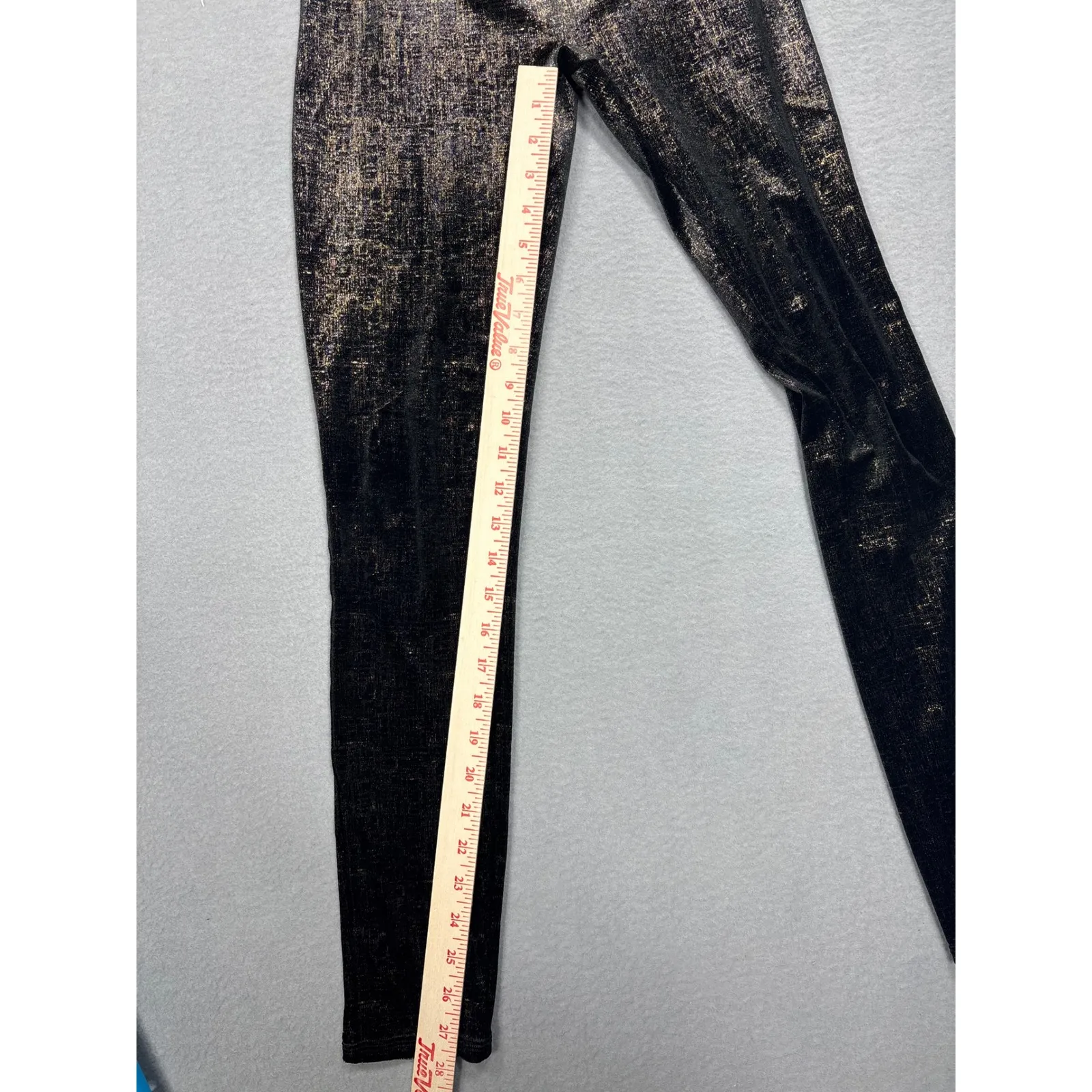 SPANX Shape Small Velvet Black Gold Metallic Textured High Waist Leggings Shine - Image 14