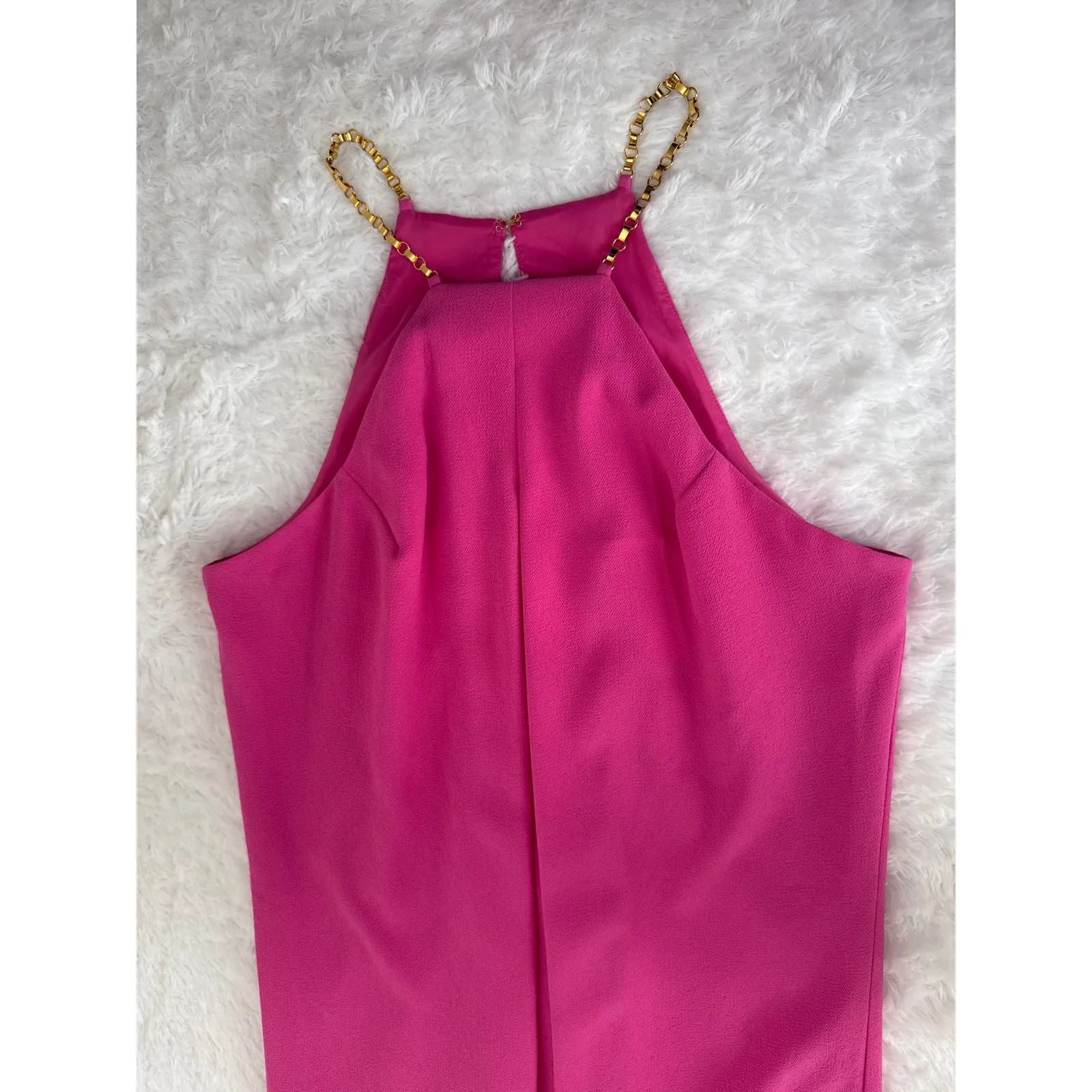NWT Trina Turk Lucky Chain Halter Cocktail formal Dress Pink Fushion 10 - Image 2