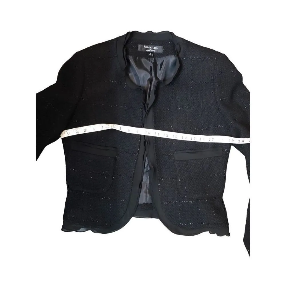Larry Levine Signature Line black metallic steampunk retro wool blend blazer Size 4 - Image 8