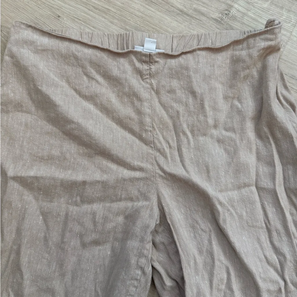J. Jill Linen Stretch Button Ankle Crop Pants | Tan | Medium - Image 4