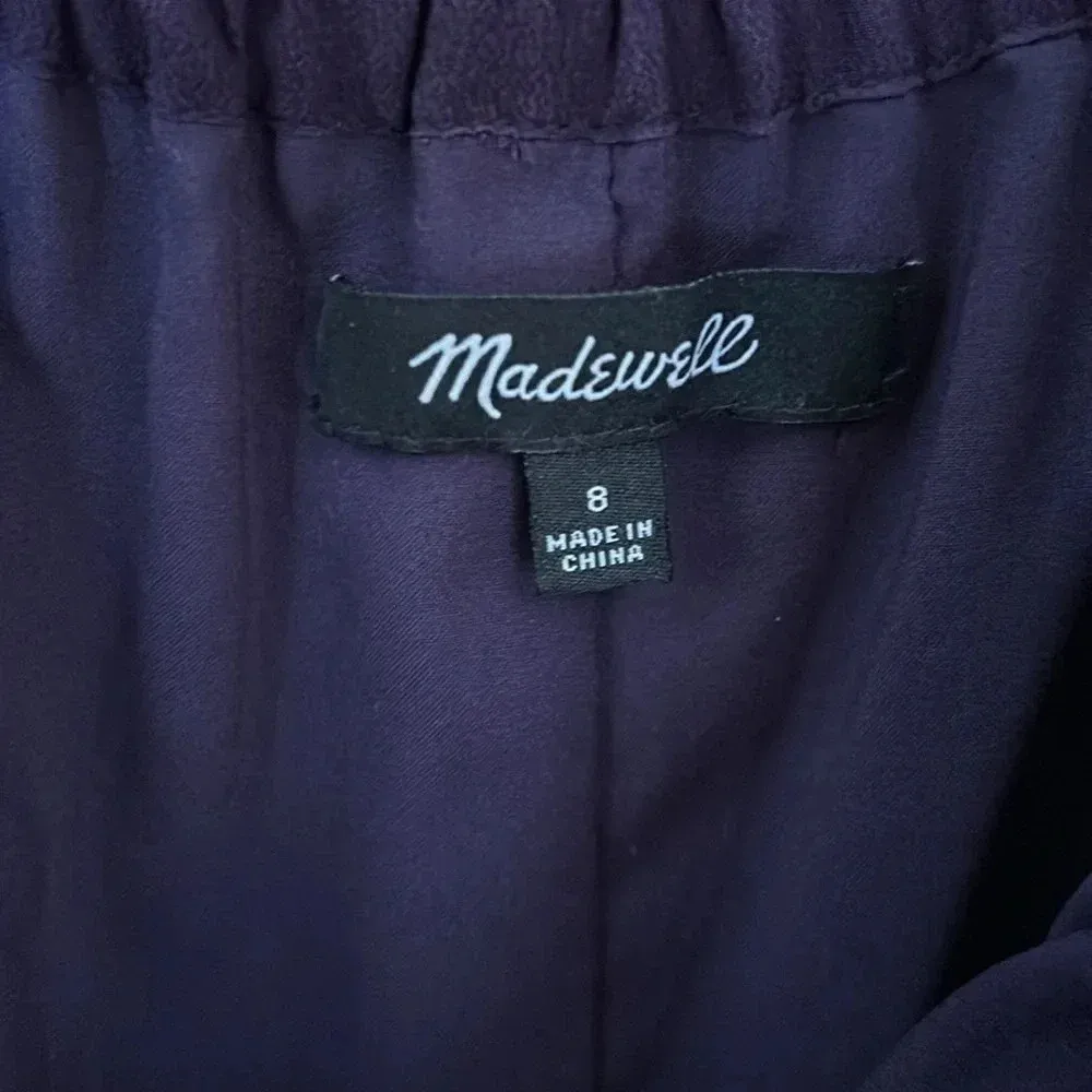 Madewell | 100% Silk Royal Purple Cold Off Shoulder Tie Sleeve Mini Dress | Sz 8 - Image 9
