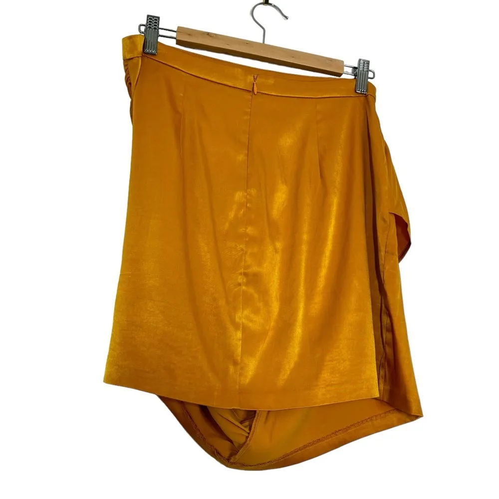 Camila Coelho Revolve Gabriella Mustard Yellow Satin Set Kaylee Skirt - Image 5