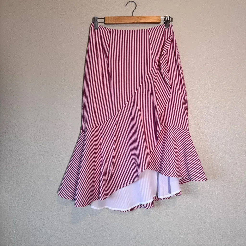 Wayf Pink White Plaid Ruffled High Low Skirt Womens S Faux Wrap Coquette Mini - Image 12