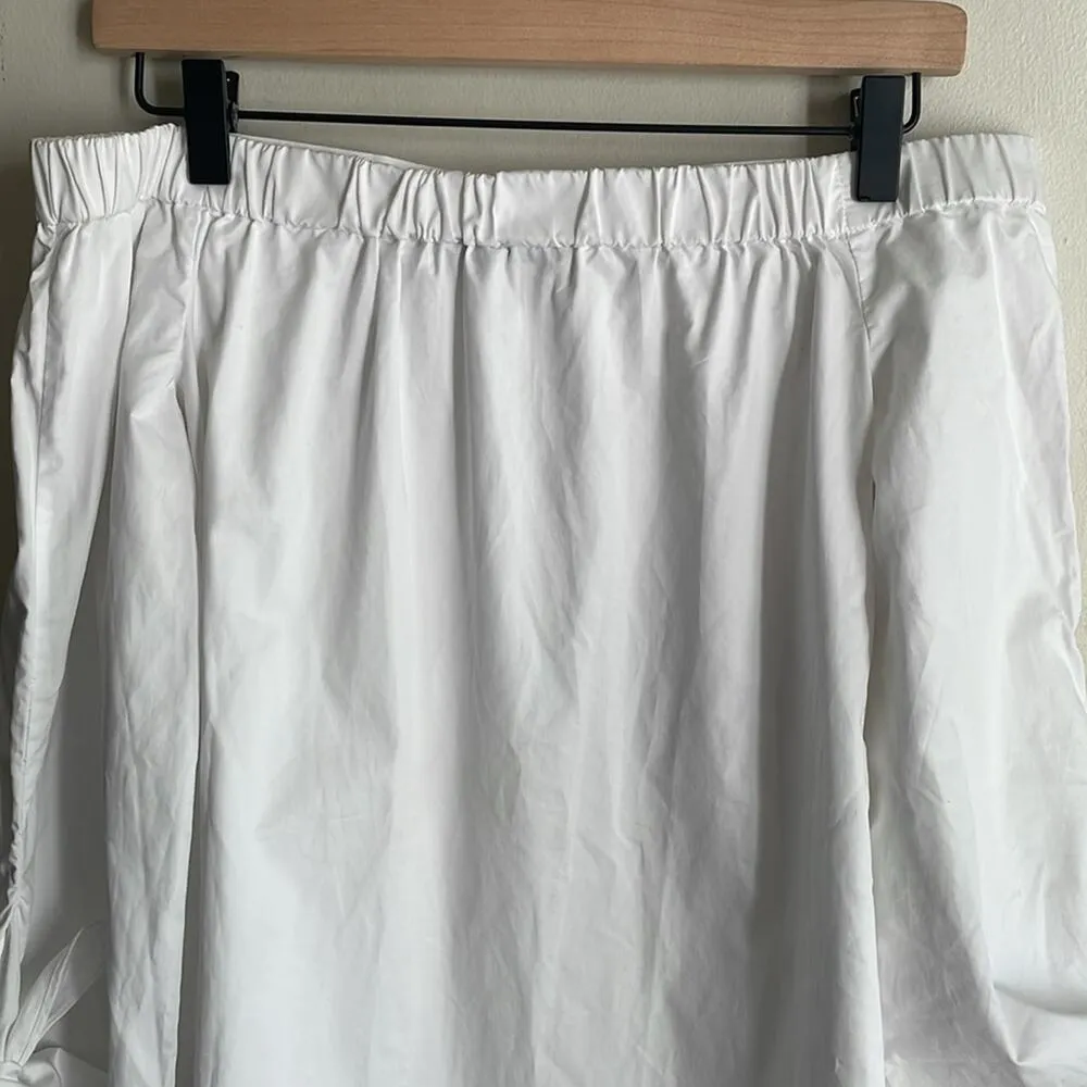 Tibi Poplin Off the Shoulder Tunic Top White - Image 10