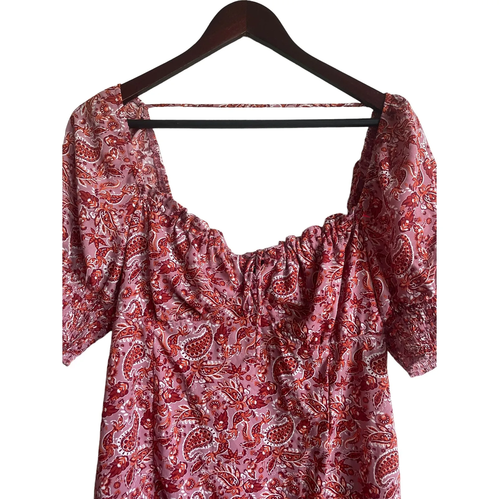 Y2K Trixxi Mini L Pink Paisley Smocked‎ Boho Cottage Babydoll Cowgirl Milkmaid - Image 13