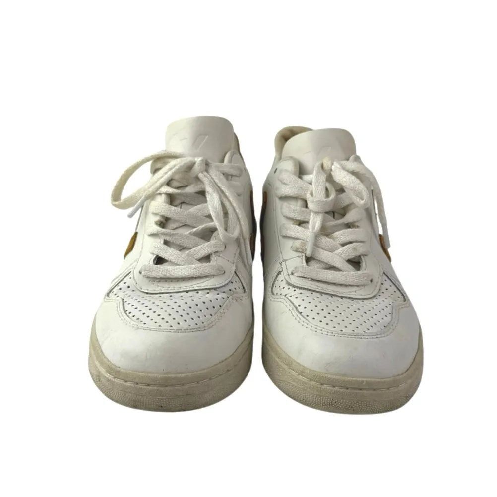 Veja V-10 Womens White Leather Lace Up Low Top Athletic Sneakers Shoes Size 8 - Image 2