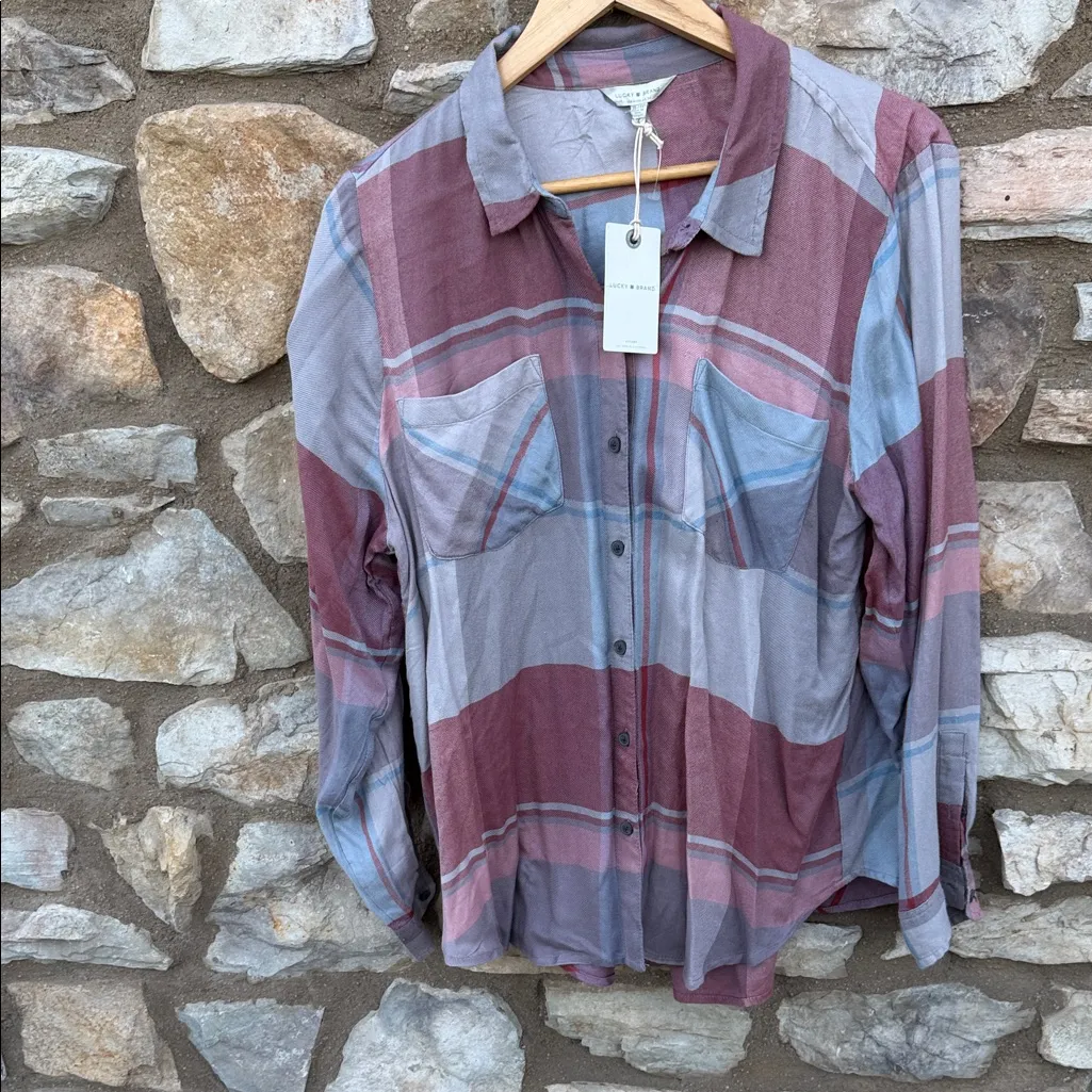 Lucky Brand Plaid Button-Down Shirt size XL NEW - Image 2