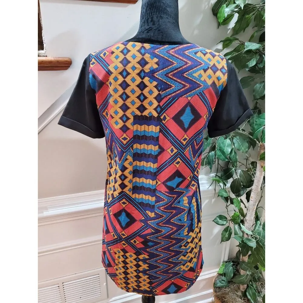 Everly Women's Multicolor Polyester Round Neck Short Sleeve Knee Length Dress S - Image 7