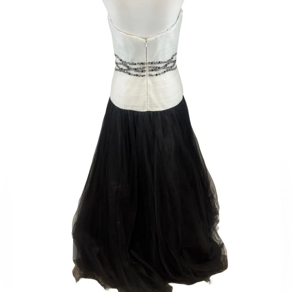 Jovani stunning black & white strapless tulle princess ball wedding gown size 8 - Image 2