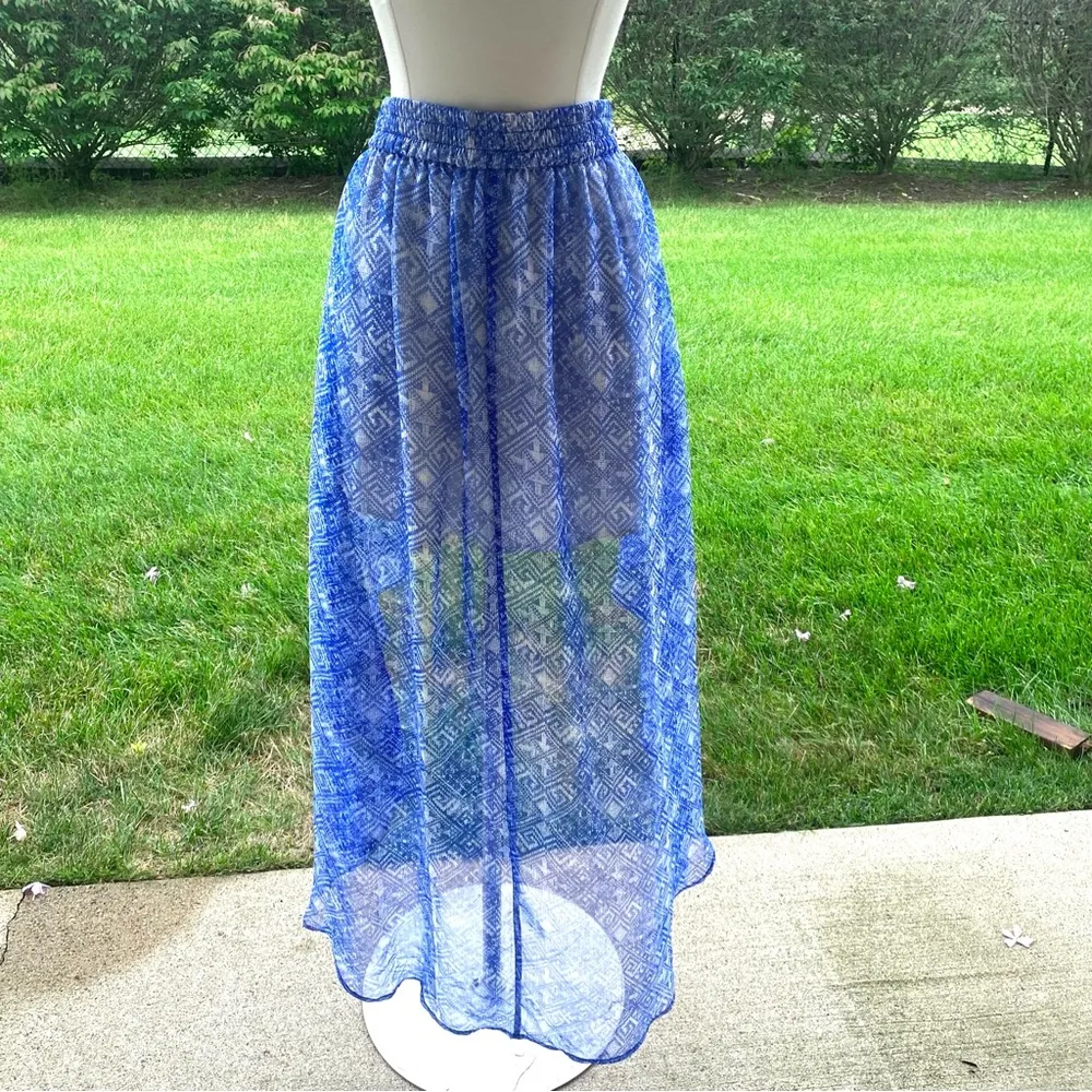 Ecoté urban outfitters small high low chiffon skirt blue - Image 8