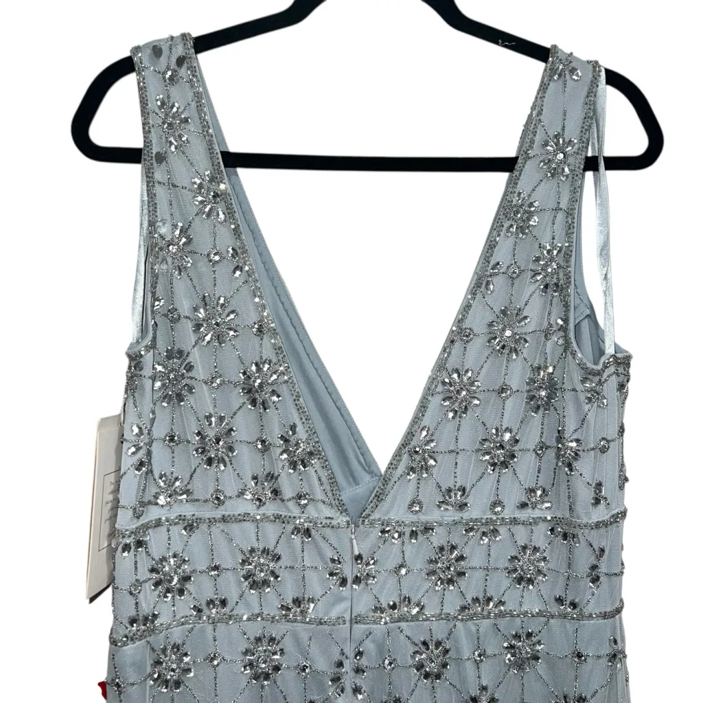 NEW NWT Mac Duggal Embellished Sleeveless V Neck Gown In Powder Blue - Image 9