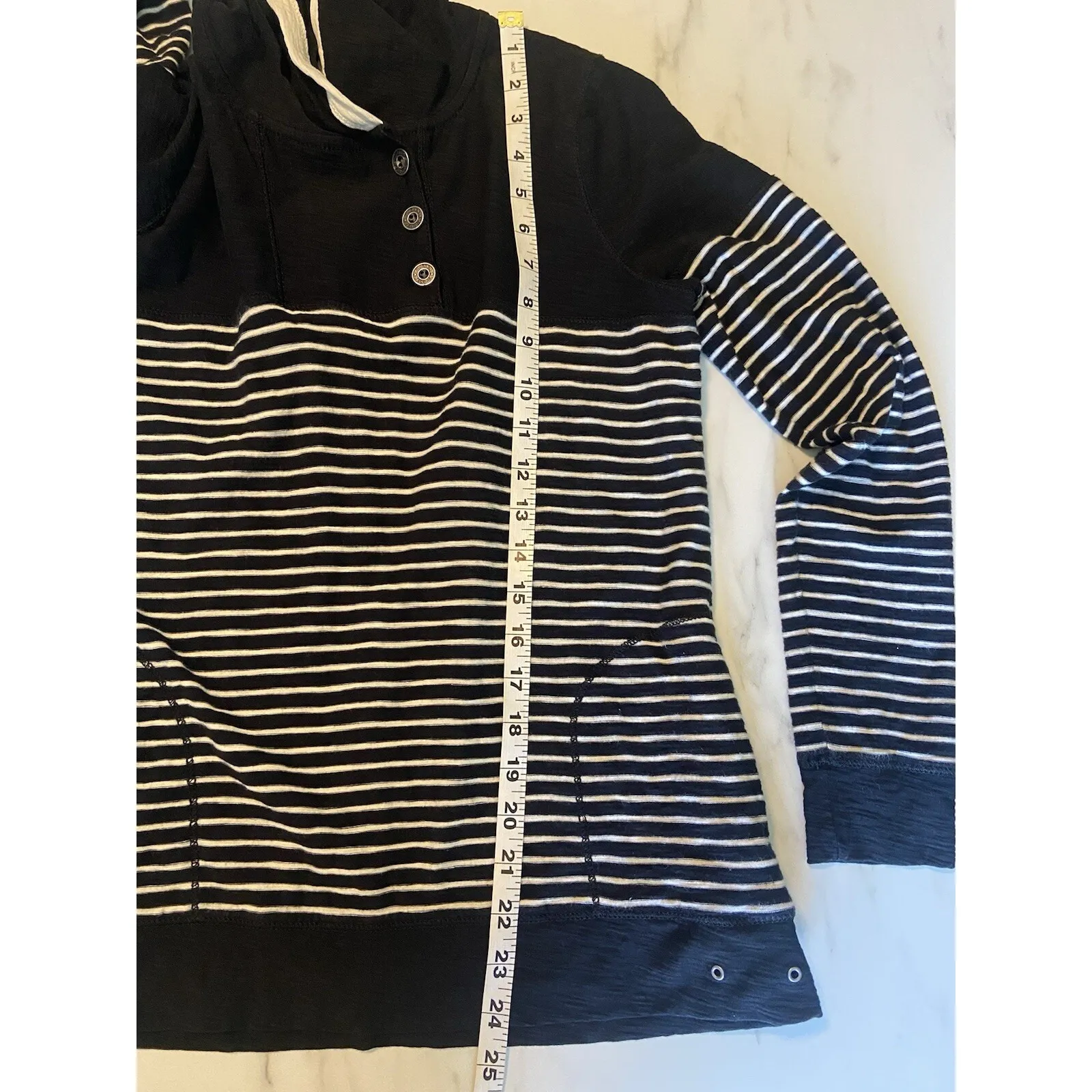 Ralph Lauren Women's Hooded Sweater Striped Black Cream Women's Size M Fisherman - Image 12