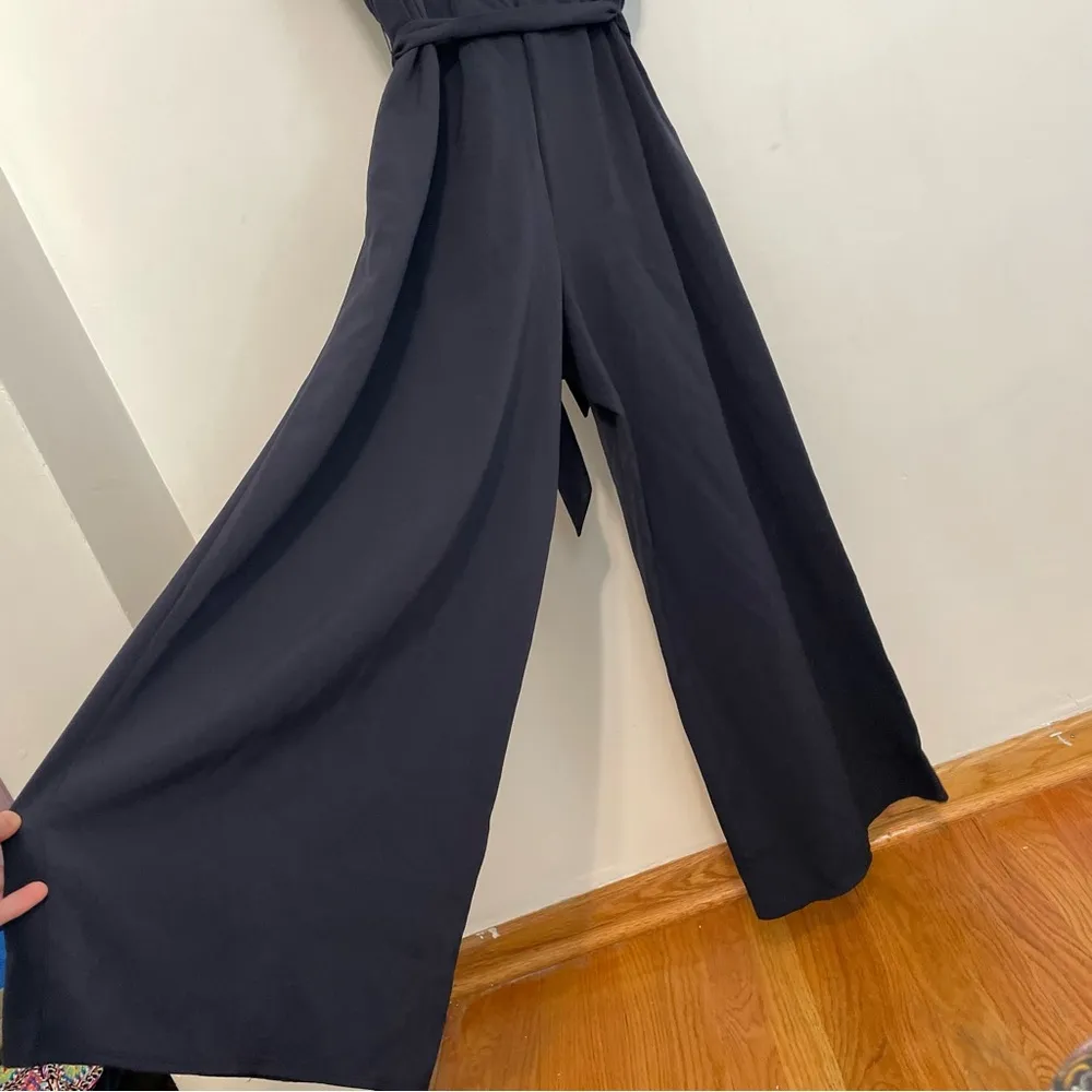 LANE BRYANT Plus Size Lena Faux Wrap Keyhole Jumpsuit Navy Blue Belted Tie Party - Image 15