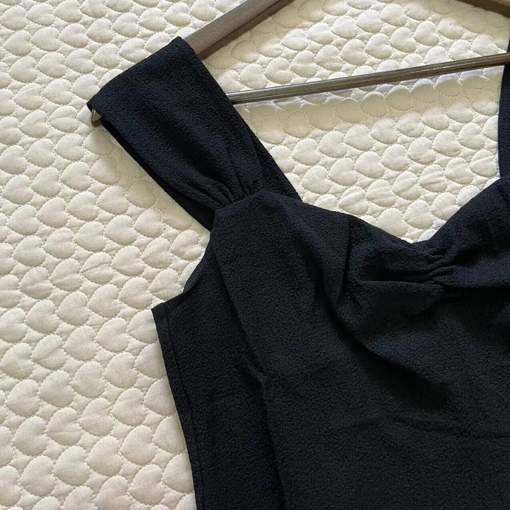 NWT VINCE Women's Black Ruched Sweetheart Neck Camisole Size 6 Sleeveless Top - Image 7