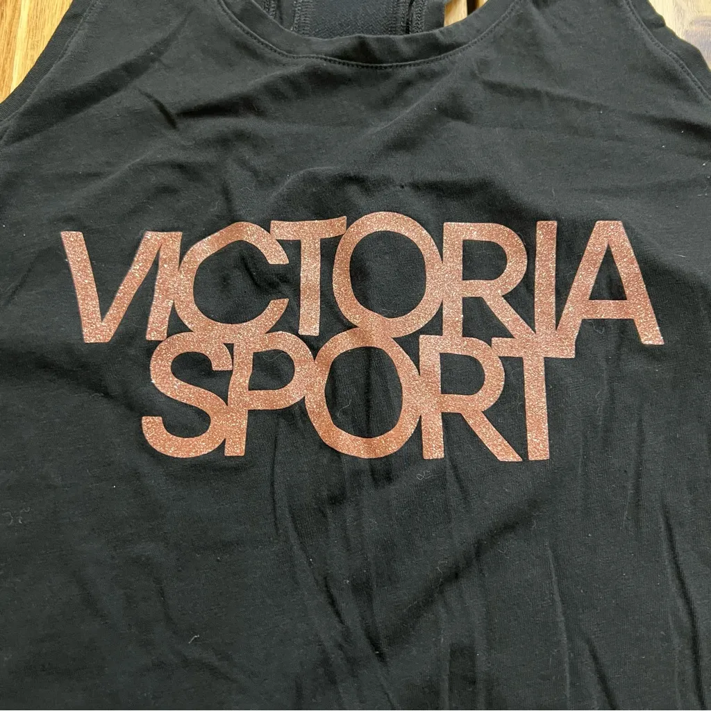 Victoria Sport Black Glitter Logo Open-Back Tank Top - Image 3