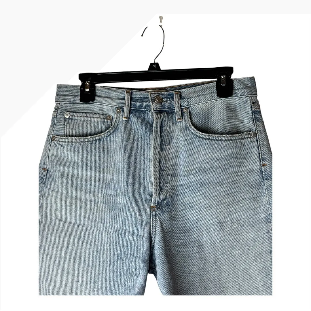 AGOLDE Shorts Women Size 26 Blue Light Wash Denim Chewed Hem Indra‎ Jean Shorts - Image 3