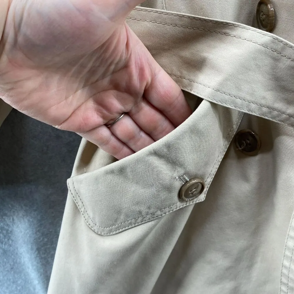 Stanbrooke Trench Coat Womens 12 Beige Double Breasted Pockets Belt Lined Vintag Tan - Image 10