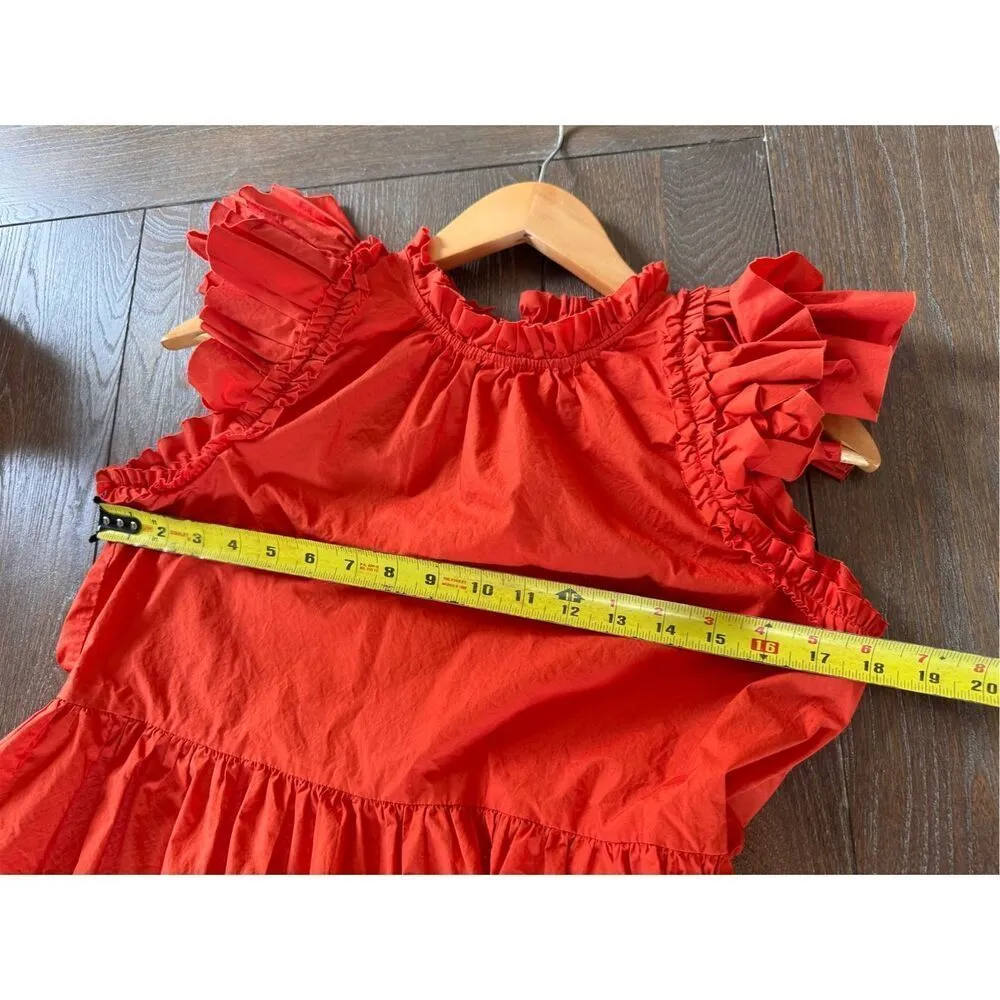 ULLA JOHNSON Joan Ruffled A-line Dress In Orange Size 2 - Image 8
