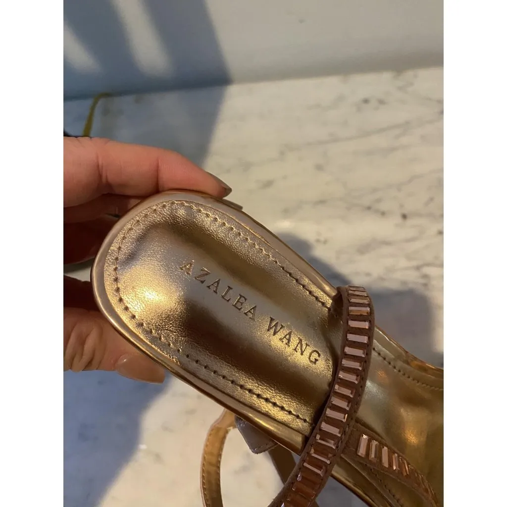 Azalea Wang Catriona Platform Heels Womens Size 11 Rose Gold Strappy Blo Sandals - Image 4